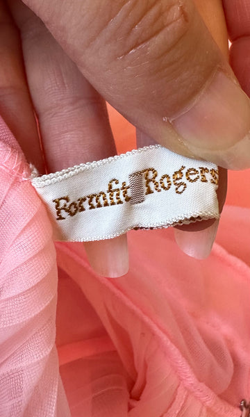 FORMFIT ROGERS Pink Baby Doll 60s/70s 2 Piece Night Gown • Small