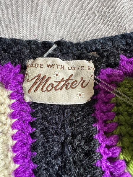 MADE WITH LOVE by Mother Vintage 70s Crochet Knit Sweater • Small