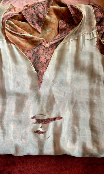 SILK VELVET Rose Print 20s Gatsby Dress • Small (4)