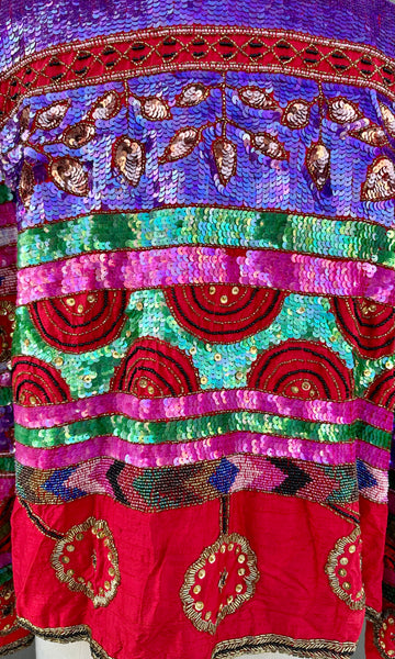 LAURENEE KAZAR Vintage Sequin Silk 90s Jacket • Large