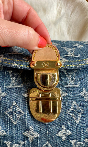 LOUIS VUITTON 2005 Pleaty Denim Mini Shoulder Bag LS01