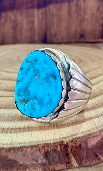 ALVERY SMITH NAVAJO Blue Turquoise Ring  • Size 12