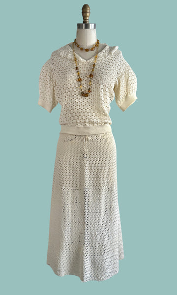 HOOKED ON CROCHET 30s Sweater Blouse and Skirt Set • Medium