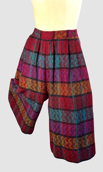 LANVIN 70s Plaid Tweed Culottes • Small