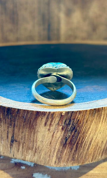 AUGUSTINE LARGO Adjustable Turquoise Heart Ring • Size 7.5 Adj.