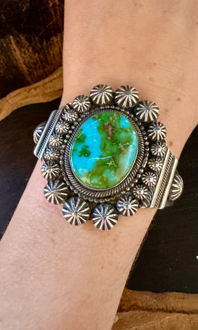 JAMES MASON Navajo Turquoise Sterling Silver Cuff • 62g