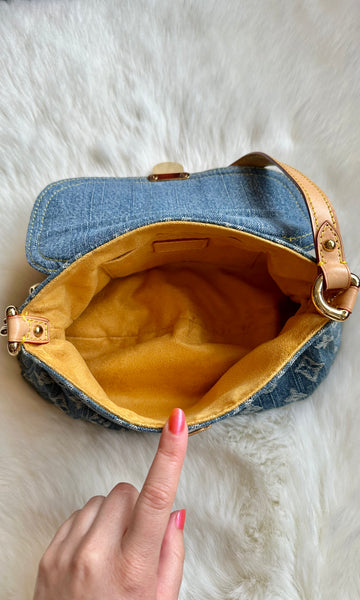 LOUIS VUITTON 2005 Pleaty Denim Mini Shoulder Bag LS01