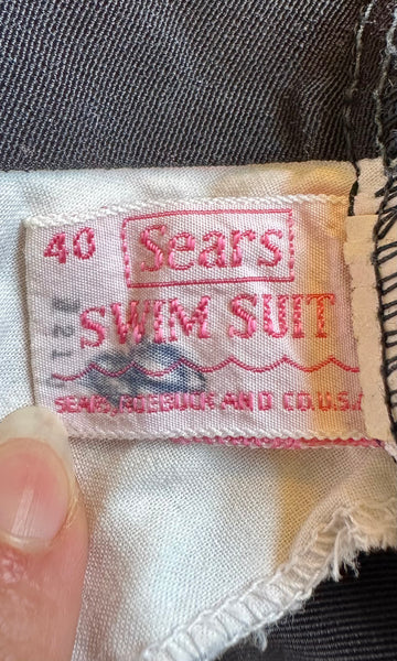 VINTAGE SEARS 50s/60s One Piece Bathing Suit • Med. to Lg.