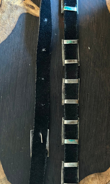 VINTAGE HOPI 40's Sterling Silver Concho Leather Belt JM24 • Sm. to Med.