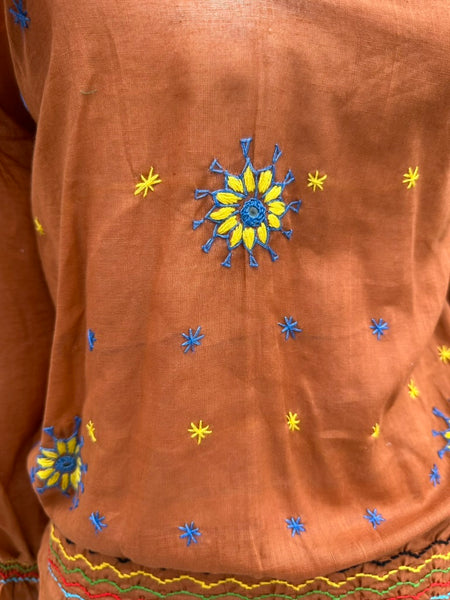 70s DEADSTOCK PAKISTANI Embroidered Blouse • Medium