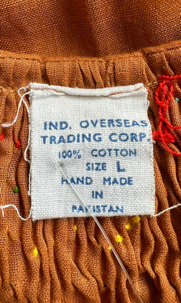 70s DEADSTOCK PAKISTANI Embroidered Blouse • Medium