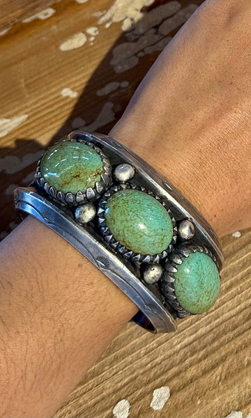 KEE MONTOYA Vintage Turquoise and Sterling Silver Cuff • 194g