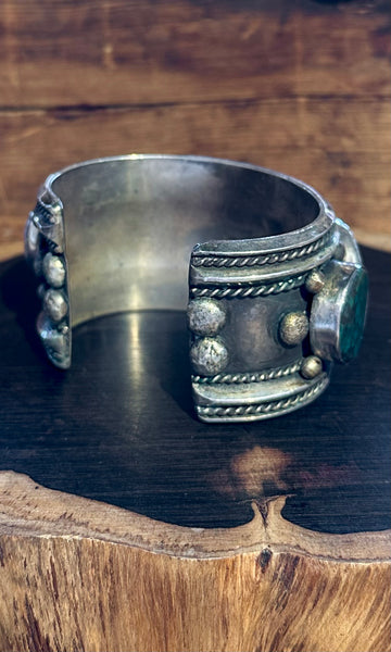 TURQUOISE TIDES Vintage Turquoise and Sterling Silver Cuff • 192g