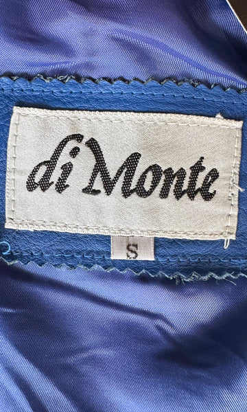 DI MONTE Royal Blue Leather Vintage 80's Blazer Jacket • Women's Sm/Med