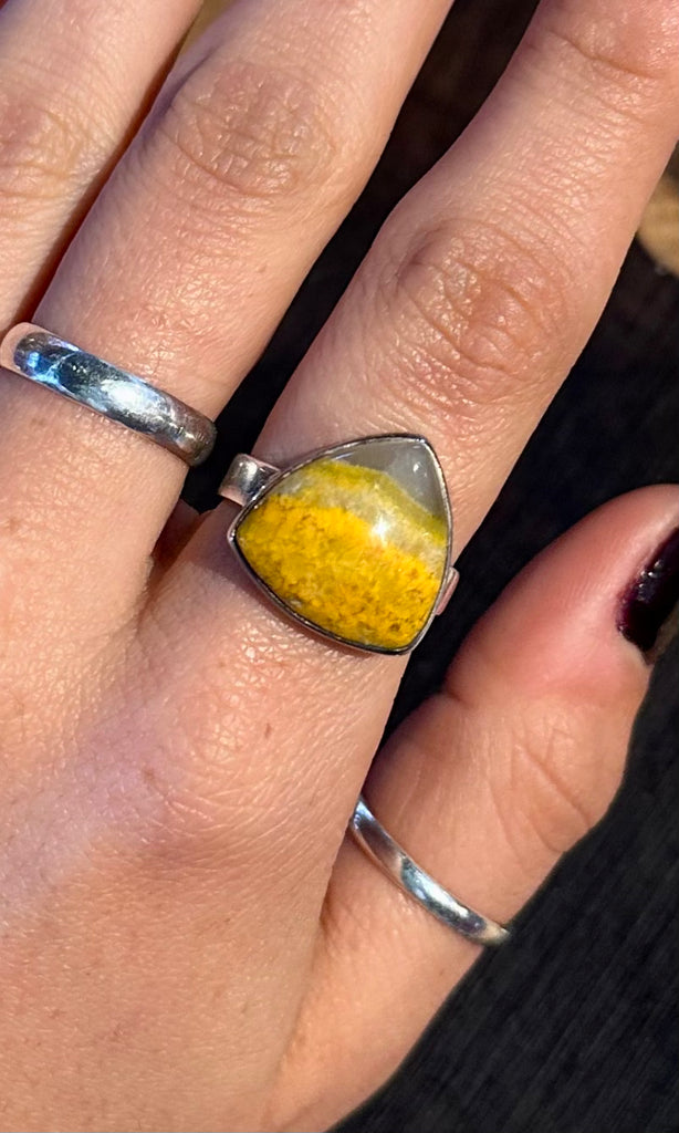 BUMBLEBEE JASPER Sterling Silver Ring • Size 8