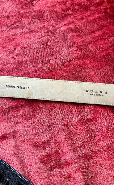 SULKA GENUINE CROCODILE Leather Vintage Belt • Large