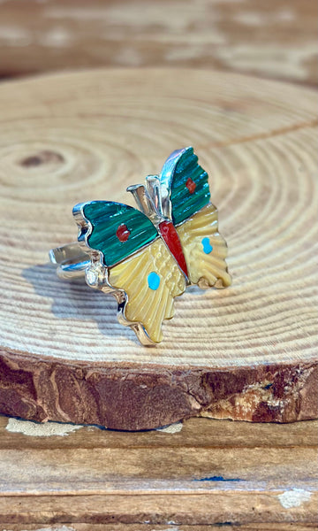 TAMARA PINTO Zuni Multi Stone Inlay Butterfly Ring • Adjustable