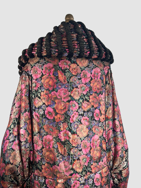 POPPY LOVE 1920s Cocoon Opera Coat With Brocade Poppy Weave • Medium