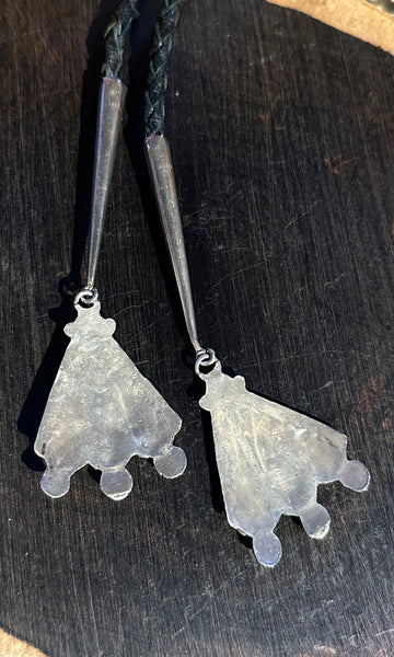 RUTH LONJOSE ZUNI Sun Face Multi-Stone Inlay Bolo Tie w/ Leather Cord JM22