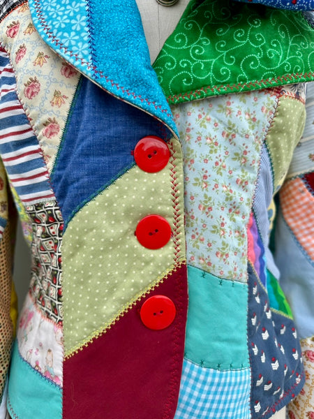 HANDMADE CRAZY QUILT Vintage 70s/80s Patchwork Jacket • Small