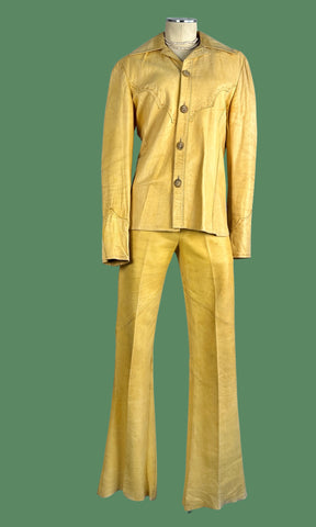 SANTA FE LEATHER Co 70s Western Deerskin Jacket & Pants • Mens Small