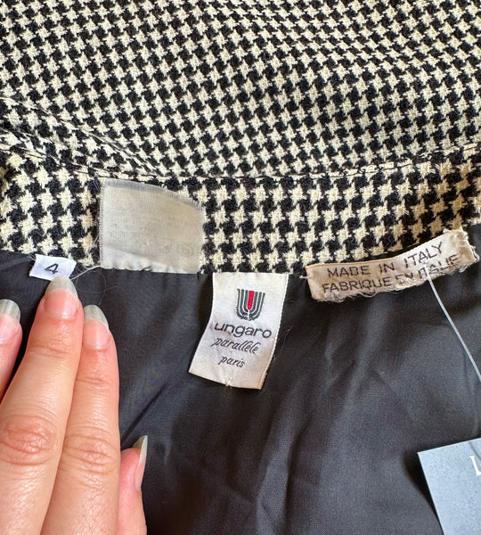 EMANUEL UNGARO Parallèle Paris Vintage 80s Houndstooth Dress • Small