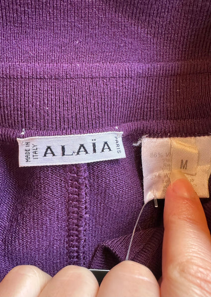 ALAIA Vintage 80s Purple Knit Dress • Medium