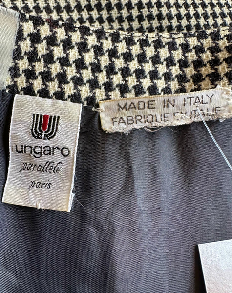 EMANUEL UNGARO Parallèle Paris Vintage 80s Houndstooth Dress • Small