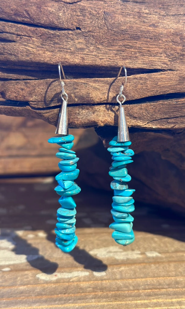 BEADED HEISHI TURQUOISE and Silver Earrings 26E15
