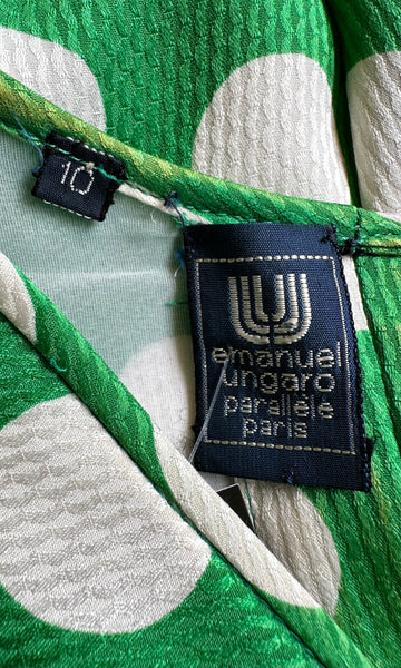 EMANUEL UNGARO Parallèle Paris Vintage 80s Polka Dot Dress • Medium