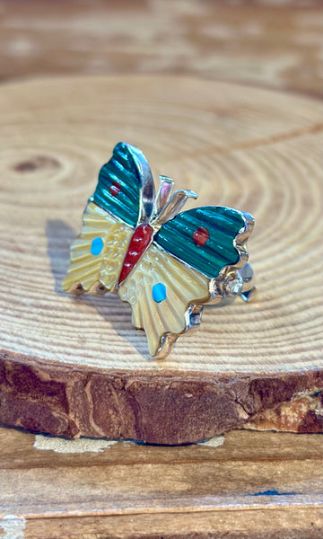 TAMARA PINTO Zuni Multi Stone Inlay Butterfly Ring • Adjustable