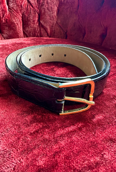 SULKA GENUINE CROCODILE Leather Vintage Belt • Large