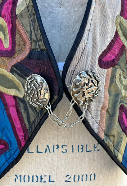 JUDITH ROBERTS VINTAGE Applique Patchwork 90s Vest • Size Med./Lg.
