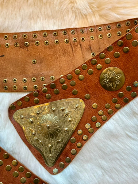 MOROCCAN BELT Large Thick Tan Leather Belt