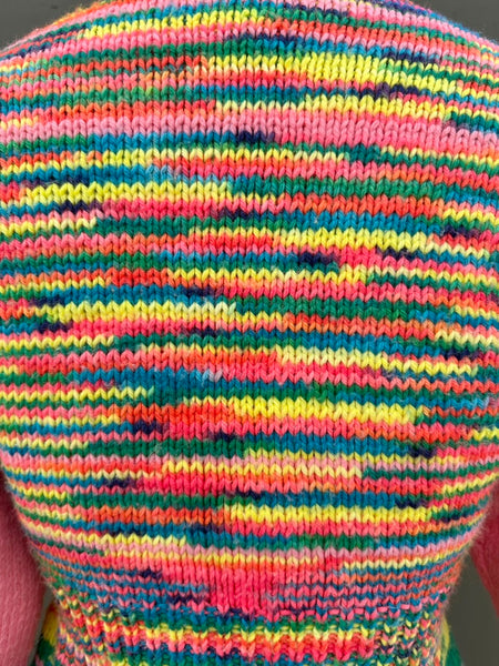 PINK STARBURST Hand Knit 70s Neon Sweater • Medium