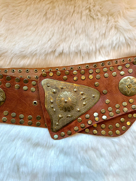 MOROCCAN BELT Large Thick Tan Leather Belt