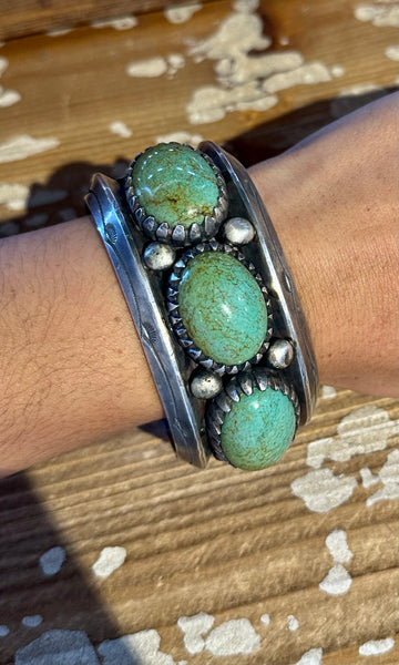 KEE MONTOYA Vintage Turquoise and Sterling Silver Cuff • 194g
