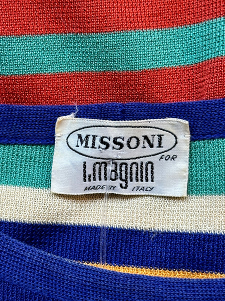 MISSONI For I Magnin 60s Stripe Knit Sweater • Medium Large