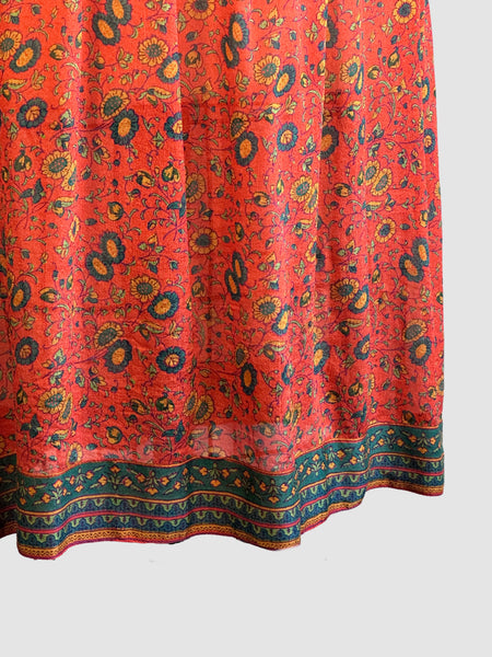 JUDITH ANN for Heiser Egan 70s Floral Silk Dress • Small