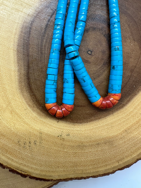SANTO DOMINGO PUEBLO Turquoise & Spiny Oyster Jacla Necklace