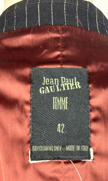 JEAN PAUL GAULTIER Femme 90s Black Pinstripe Blazer • Small