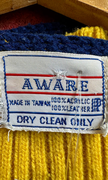AWARE LEATHER CROCHET Vintage 70s Vest • Sm. to Med.