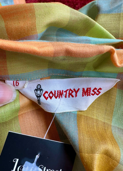 COUNTRY MISS 60s Vintage Gingham Dress • Medium