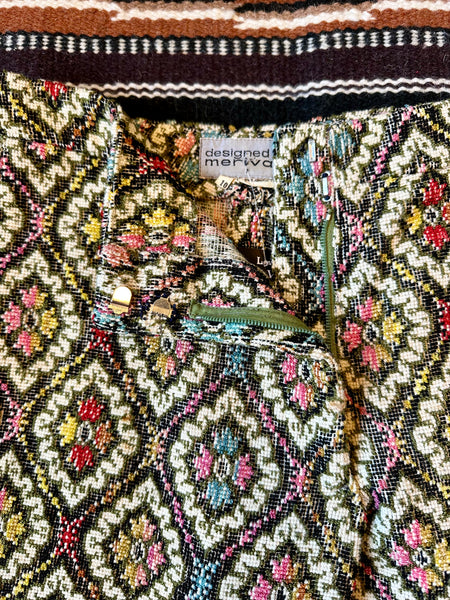 TAPESTRY PANTS Vintage 60s Bell Bottoms • Small