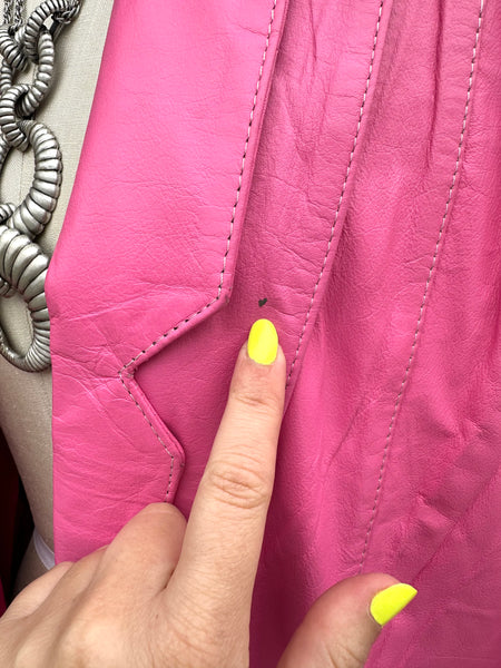 PREGO BUBBLEGUM Pink Leather Vintage 80's Blazer Jacket • Women's Medium