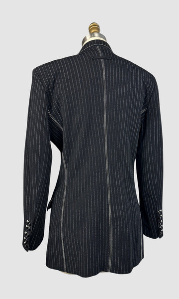 JEAN PAUL GAULTIER Femme 90s Black Pinstripe Blazer • Small
