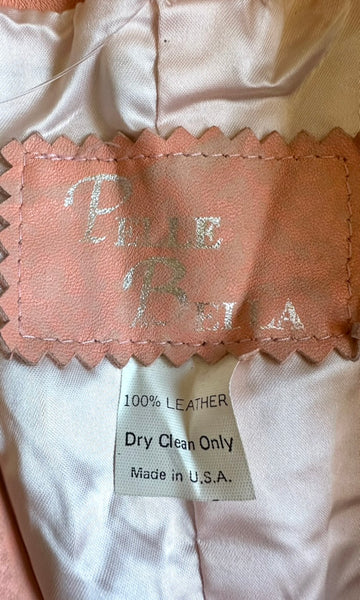 PELLE BELLA Leather Vintage 80's Peach Blazer Jacket • Women's Sm./Med.