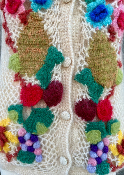 HAND CROCHET Vintage 70s Knit Sweater Vest • Medium