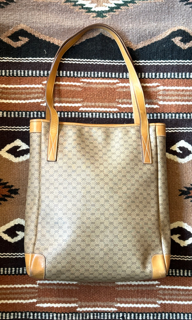 1980s GG Monogram Tan Leather Crossbody Bag