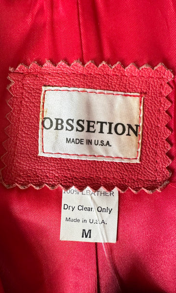 OBSSETION Red Leather Vintage 80's Biker Jacket • Women's Medium